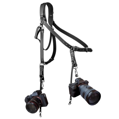 4J LEDR Harnais Appareil Photo pour 1 ou 2 appareils photo,Harnais Pour Appareil Photo,Harnais Photo,Harnais Photographe,Sangle Appareil Photo,Courroie Appareil Photo,Noir