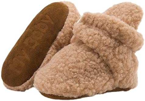 KIDSUN Botines de vellón para bebés y niñas, calcetines suaves antideslizantes para invierno y Navidad