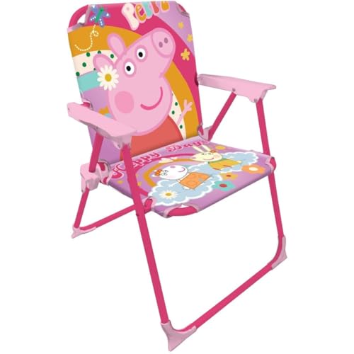 Silla Infantil Plegable con Brazos Licencia Oficial – Compacta y Ligera – Fácil de Limpiar – Ideal para Interior y Exterior – Soporta hasta 30 kg (Peppa Pig 2851)