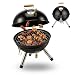 Relaxdays Mini Kugelgrill, tragbar, Ø 30 cm, Picknickgrill für Balkon & Camping, Holzkohlegrill mit Holzgriff, schwarz