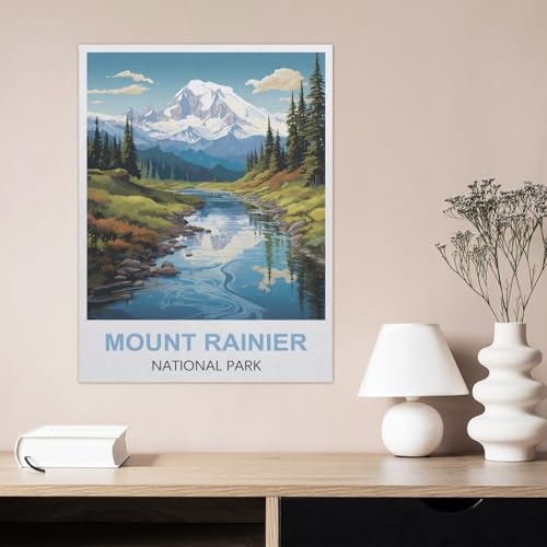 Panneau Métal Vintage Mont Rainier, Idée Cadeau Plaque Rétro