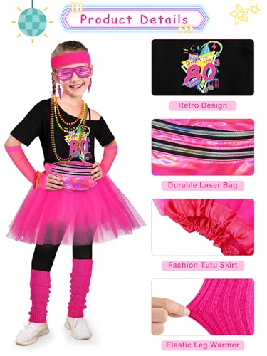 AOTHSO disfraz 80s para niñas tamaño XL color rosa miniatura 3