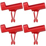 Soulchen 4 Pack 2.9 x 2.75 Inch Ice Fishing Bucket Rod Holder Freeze Resistant Plastic Fishing Pole Rack with Adjustable Angle Fits Most Buckets for Ice Rods Clamp on Your Bucket(Red)