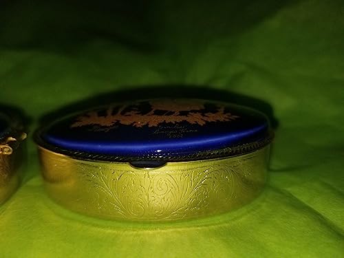 Lopsided Cobalt Blue Round Brass Box (Sitting Lopsided - Look Close At Picture) Gold Lovers Limoges Box #TOP5