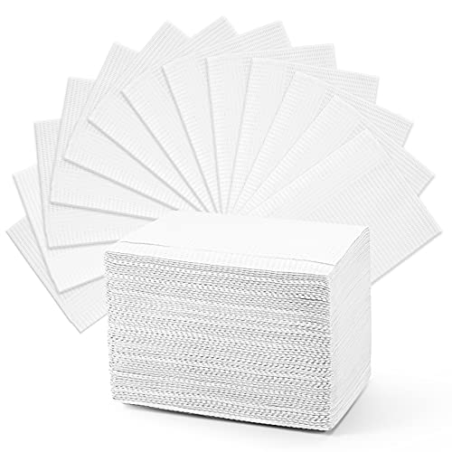 Annhua Dental Bibs Disposable Polyback Towel Patient Paper Napkin Waterproof, 3 Ply Tattoo Bib Dentist Bib Tray Covers Lap Cloths - 13" X 18"|White|Pack Of 60 #TOP19