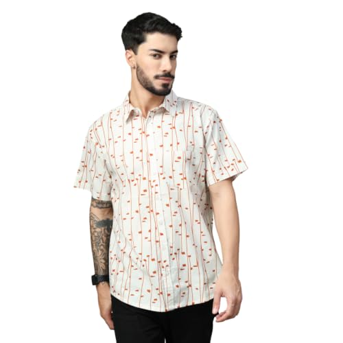 Image of Off White Minimal Geometric Printed Half Sleeve Shirt
