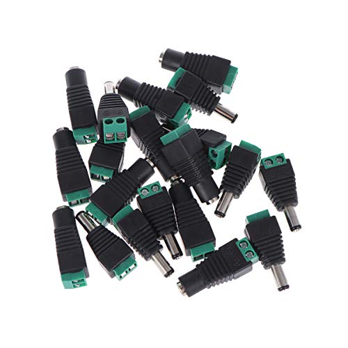 LEORX 2.1 * 5.5 mm macho y hembra DC Power Plug Jack adaptadores conectores para cámara CCTV dirigido tira luces - 10 pares Cover