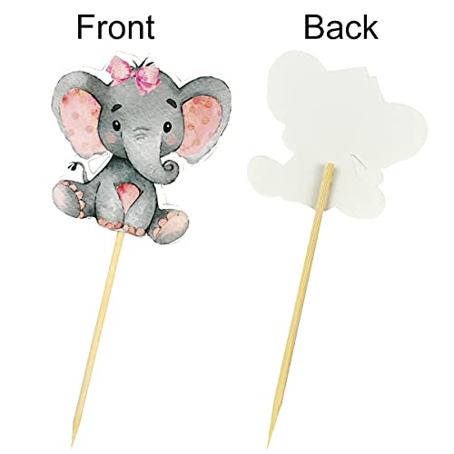 36 Pieces Elephant Cupcake Toppers For Baby Shower Baby Girl Birthday Party Supplies Cake Decorations Cute Baby Shower Cupcake Picks Baby Girl Cupcake Toppers (Pink) #TOP3