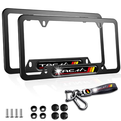 2 PCS License Plate Frame Compatible with Toyota Tacoma TRD License Plate Bracket Metal License Plate Holder with Car Keychain (TAC)