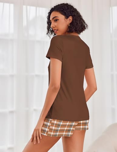 Image of Ekouaer Womens Pajama Sets Short Sleeve Pajamas for Women Sets Soft Lounge Sets Casual V Neck Sleepwear PJS