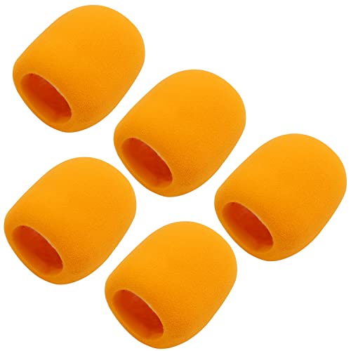 5Pcs Microphone Cover Foam Mic Cover Handheld Stage Microphone Windscreen,Orange