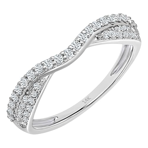 Dazzlingrock Collection 0.32 Cttw Round White Diamond Contour Wedding Band for Her in 14K Solid White Gold, Size 7