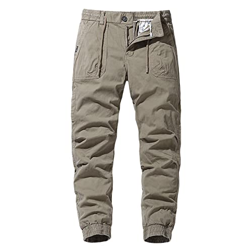 Pantalon homme en coton léger à taille haute élastique confortable