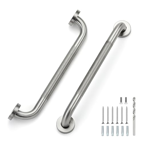 16 Inch Grab Bars for Shower, Stainless Steel Safety Handicap Grab Bars for Bathroom, Anti-Slip Shower Handle, Wall Mounted (2 Pack, Brushed Nickel)