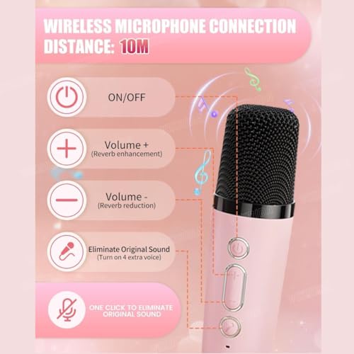 Image of VikriDA Mini Karaoke Machine for Kids & Adults,Portable Bluetooth Speaker with 1 Wireless Karaoke Microphone,Music Toys Christmas Birthday Gifts for Girls & Boys 4,5,6,7,8,9,10,11,12 Year Old.