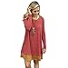 MIXMAX Women Contrast Color Splice Lace Up Loose Tunic Dress