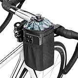 Kinoco Insulated Bike Cup Holder - Thermo Handlebar Bottle Holder, Keeps Drinks Hot/Cold, Waterproof with Mesh Pocket for Bikes/Scooters/Wheelchairs - All Season (Black)