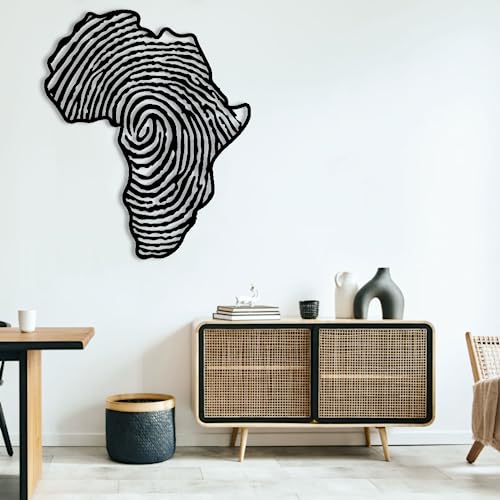 Africa Metal Wall Art, Fingerprint Metal Wall Map, African Map