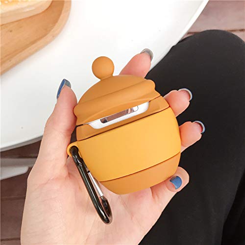 Cute Airpod Case Winnie The Pooh Hunny Cover For Apple Airpods 1 2 With Clip Keychain Soft Silicone 3D Cartoon Yellow Bear Cute Lovely Chic Adorable Kids Girls Boys Son Daughter #TOP4