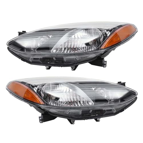 For 2011 2012 2013 2014 Mazda 2 Halogen Headlight Assembly Driver&Passenger Sldes Headlamp Replacement Clear Lens Headlight (Left+Right)