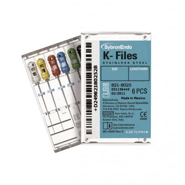 Kerr 821-8125 Stainless Steel K-File, Taper 0.02, Tip 45-80, Length 25 mm, Assorted (Pack of 6)