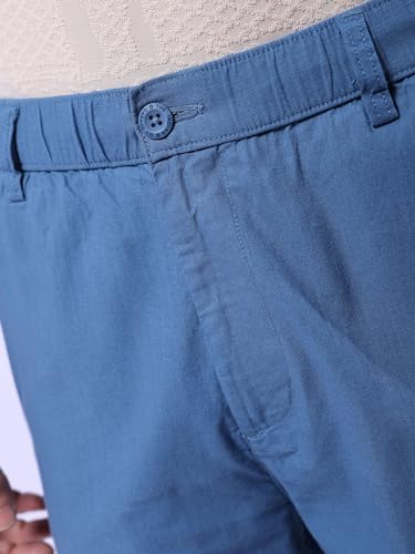 Image of The Indian Garage Co Men Relaxed Fit Solid Mid-Rise Elasticated Trousers