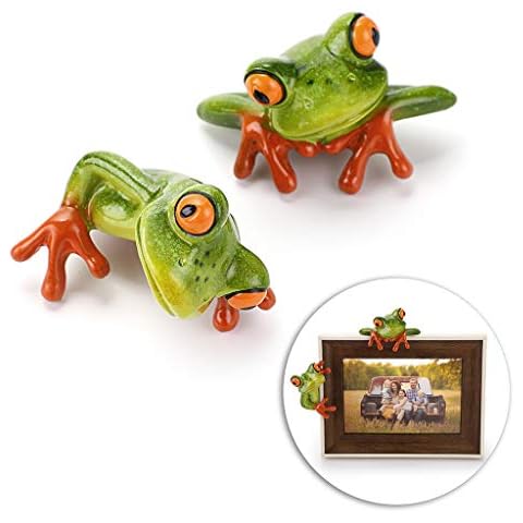 Sumnaconfr Sumnacon 2 Pcs Resin Frogs Decor Office Desk Toy Frog for Computer Monitor Desk Decoration, Front and Side Style Cover