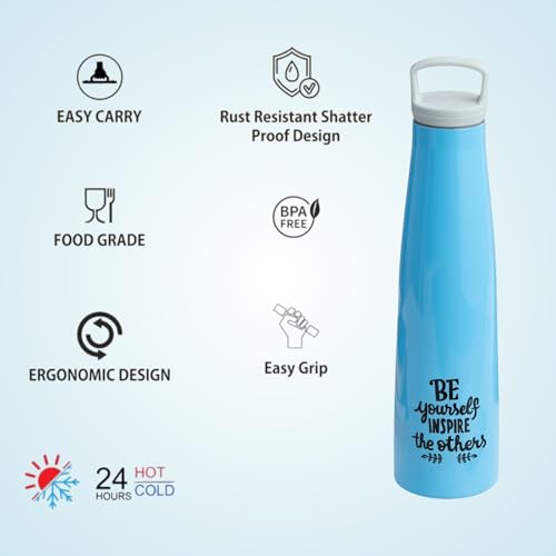 Image of Clay Craft Vacbott Sleeko Peppy Double Walled|18 Hours Hot and 24 Hours Bottle Vacuum Insulated Flask Bottle|650ml, 2 Piece|BPA-Free|Leak Proof|BIS Certified|1Year Limited Warranty