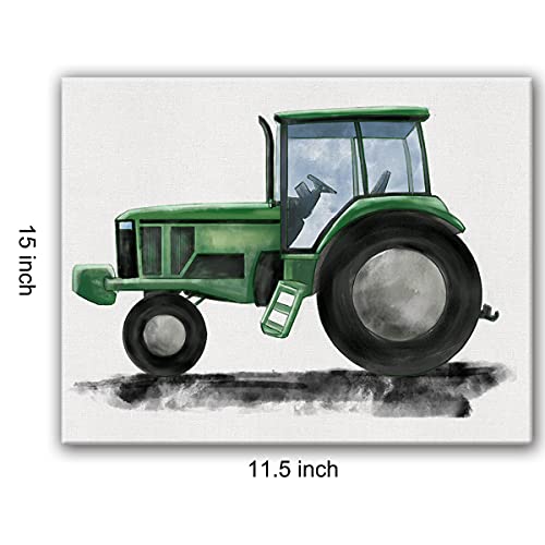 Tractor Canvas Wall Art Watercolor Transportation Vehicles Tractor Canvas Painting Prints For Home Boys Bedroom Nursery Wall Decor Framed Artwork Gifts(12X15 Inch) #TOP1