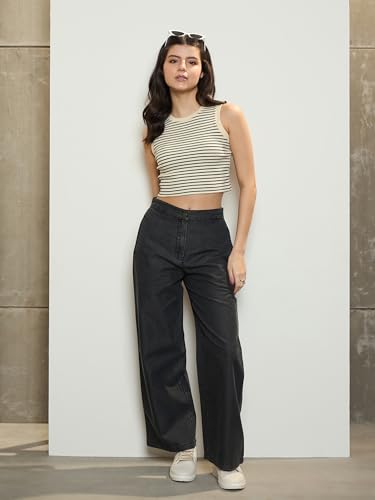 Image of barcino Women's Solid Slim Fit Crop Top