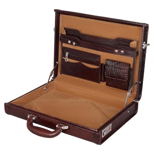 Da leather villa Full Grain Leather Briefcase Attache Case For Unisex Size L17xW3xH12 Inches...