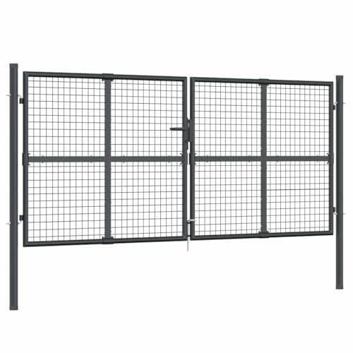 vidaXL Maschen-Gartentor Anthrazit 300x125 cm Verzinkter Stahl