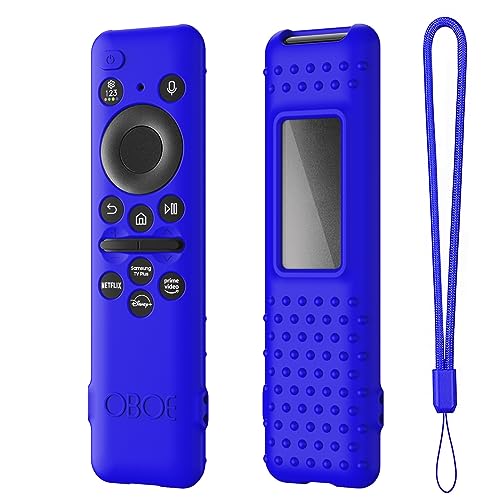 Image of Oboe Silicone Tv Remote Cover Compatible with Samsung Smart Tv Remote 2023 Model TM-2360 E Remote Protective Open Key Case with Lanyard (E-Blue) [Remote NOT Included]