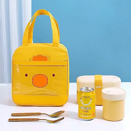 Image of CoolKraft Lunch Bag for School Kids, Girls, Cute Animal Design Bag, Lunch Bag for Office Women Travel Picnic Bag, Insulated Portable Tiffin Bag 29 x 18.5 x 14 cm (Pink & Yellow)