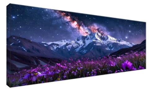 Kit diamond painting montagne pour salon - Créez votre tableau aurore boréale géant 60x120cm