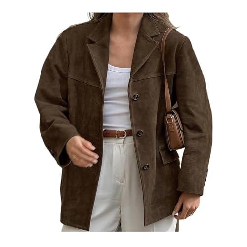 女性のスエードジャケットオールドマネー美的ブレザーヴィンテージ Y2K 長袖フェイクレザージャケット生き抜くコート