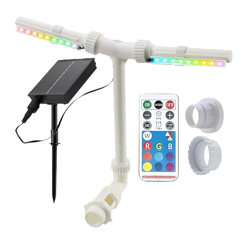 Fontana Acqua per Piscina,Dispositivo a Cascata con Doppio Spray | Con Telecomando e Luce LED Regolabile a 7 Colori Doppio Getto Fontana per Piscina,per Stagno,Terrazzo,Giardino,Feste