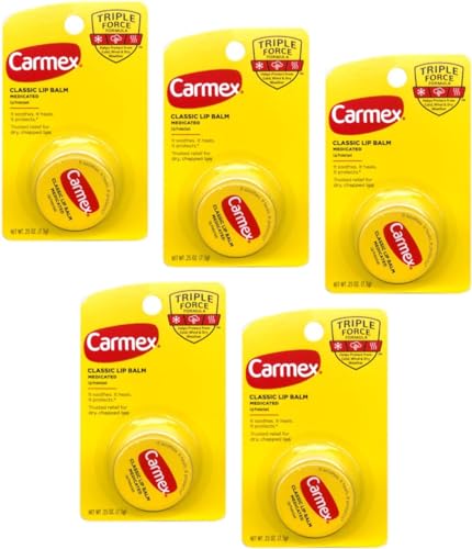 Carmex Classic Lip Balm Medicated, 0.25 oz (Pack of 5)