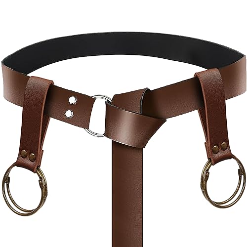 SUMGOGO Skirt Hikes Renaissance Medieval Keyring Belt Hook Loop Wrist Waistband Accessory Ren Faire LARP Cosplay Costumes (U2-Brown)