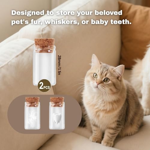 MewZoo Dog Paw Print Kit,Personalized Pet Paw Print Impression Kit,Wood Cat Dog Memorial Picture Frame with Pen & 2 Pet Hair Collection Bottles,Pet Loss Sympathy Gift — view 4
