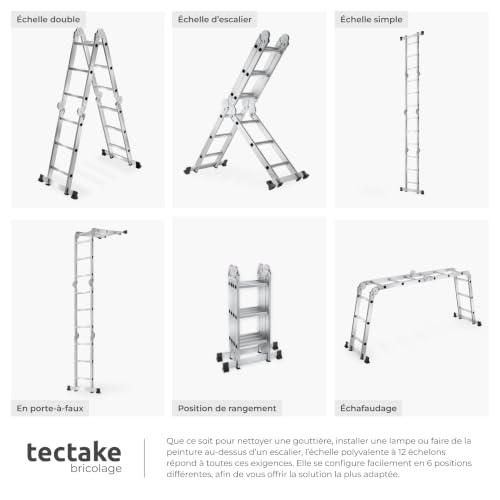 Échafaudage aluminium 352cm avec position M et échelle pliable tectake - 8