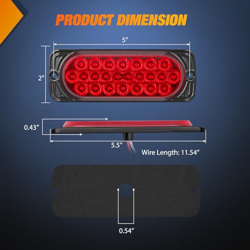 Nilight 5.5" Aluminum Housing Tail Light 2 PCS 24 LED Red Brake Lights by Nilight - Used condition - Image 2