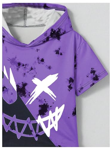 Image of WDIRARA Boy's Two Piece Graphic Print Hooded Neck Tops and Track Shorts Clothing Set