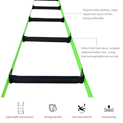 Image of Fire Escape Ladders, 9.8FT Emergency Rope Ladder with 2 Hooks for 2-3 Story Homes, Portable Multi-use Quick Deployment Rope Ladders for Balcony Tree Window