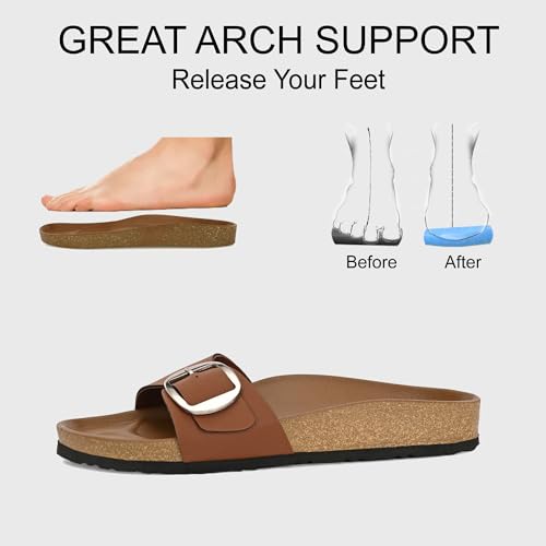 Image of Centrino Women's Berkin-Style Slip-On Sandals | Open Toe Design | Soft PU Footbed | Lightweight & Comfortable | Arch Support | On-Grip Sole | Casual Outdoor Wear (9228)