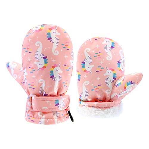 Image of BAVST Toddler Waterproof Mittens Fleece Lined Baby Boys Girls Winter Warm Glove Kids Snow Infant Ski Mitten for 3M-5T