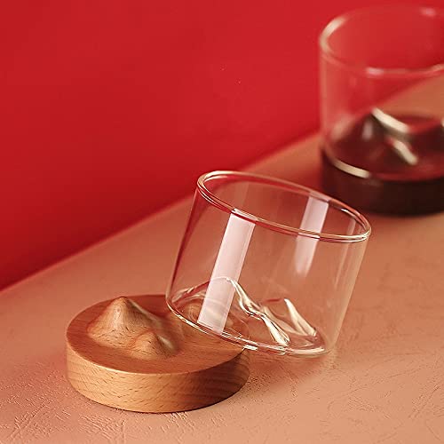 Taza de Cafe Taza de Vidrio de café de la montaña con Taza de té de Agua Resistente al Calor de la montaña (Color : F-1)