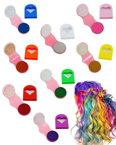 KEMUZ 8 Piezas Tizas Colores el Cabello, Tinte Temporal Pelo Mechas Pelo para El Pelo Adecuadas, para Mujeres Niños Bodas Maquillaje Carnaval Peinado Temporal de Color de Cabello(destello fino)