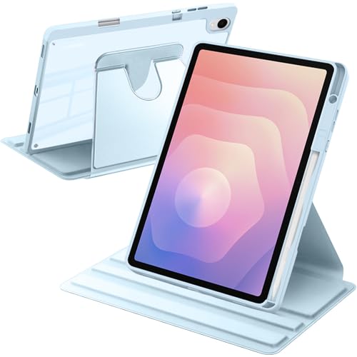 A-BEAUTY Funda Giratoria Compatible con Samsung Galaxy Tab S11 11 Pulgadas 2025 (SM-X730/X736/X736B) con S Pen Soporte, Rotación de 360° Respaldo Clara, Auto-Sueño/Estela, Azul Claro