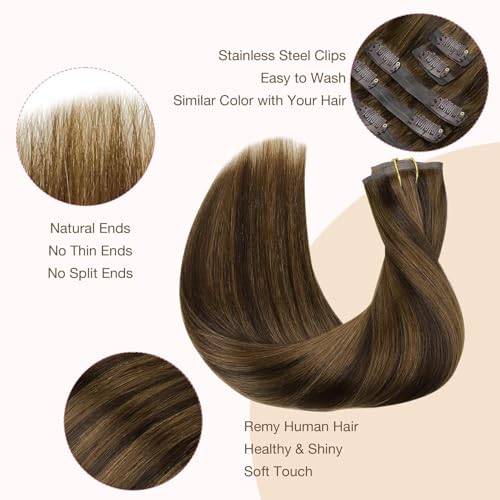 Image of GOO GOO Seamless Clip in Hair Extensions Real Human Hair Remy Extensions